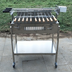 Cyprus Charcoal Grill Foukou with double adjustable speed Motor Stainless Steel BBQ Spit Rotisserie