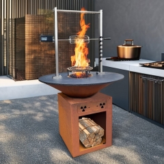 Customized Brazier Corten Fire Bowl Wood Burning Corten Steel Brasero ROUND BBQ Grill