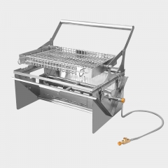 Outdoor portable gas charcoal flip barbecue grill