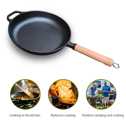 Wooden cast iron barbecue pan purchase barbecue accessories factory supplier
