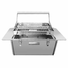 Portable outdoor camping stainless steel with wings 360 ° flip square barbecue grill