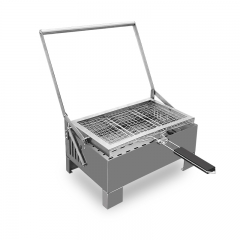 Portable outdoor camping stainless steel flip grill with barbecue clip