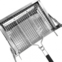 Outdoor camping stainless steel adjustable carbon fire height flip grill with mesh grill