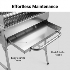 Outdoor camping picnic 360 ° rotating basket stainless steel charcoal grill