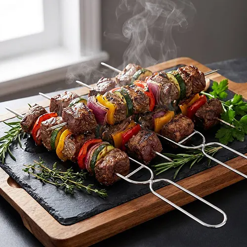 Master the Art of Grilling: Professional U-Shaped Stainless Steel Anti-Spin Skewers