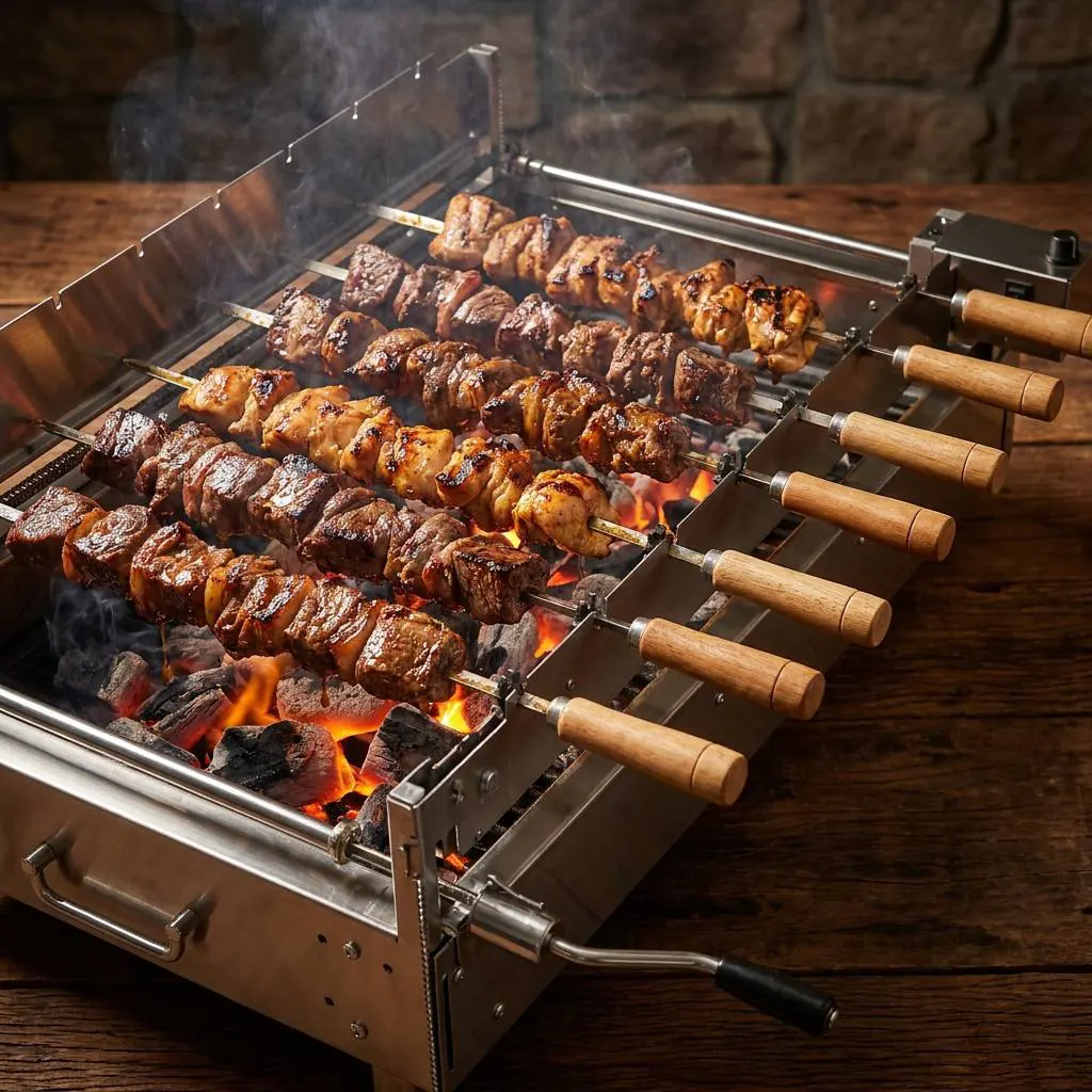 Professional Cyprus-Style Chain Rotisserie BBQ Grill: The Ultimate Precision Tool for Authentic Souvlaki & Kebab