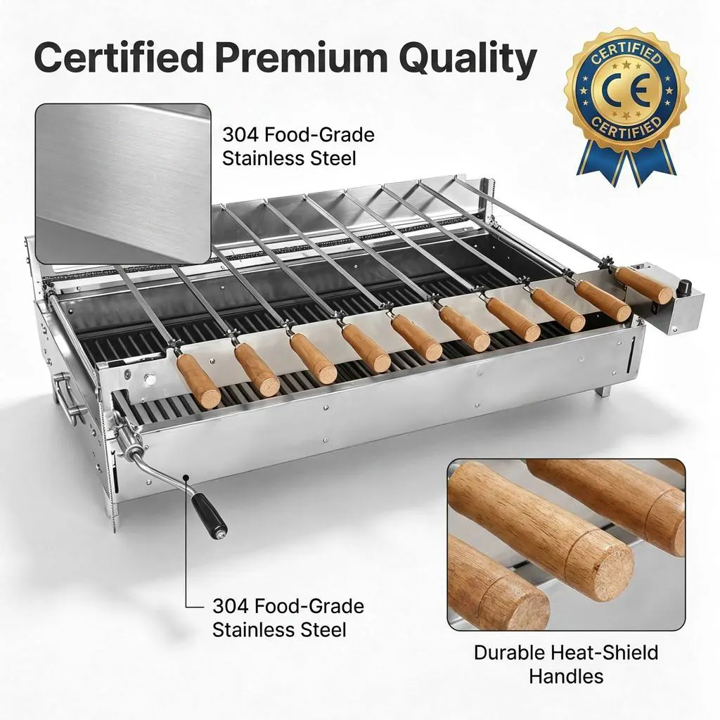 Professional Cyprus-Style Chain Rotisserie BBQ Grill: The Ultimate Precision Tool for Authentic Souvlaki & Kebab
