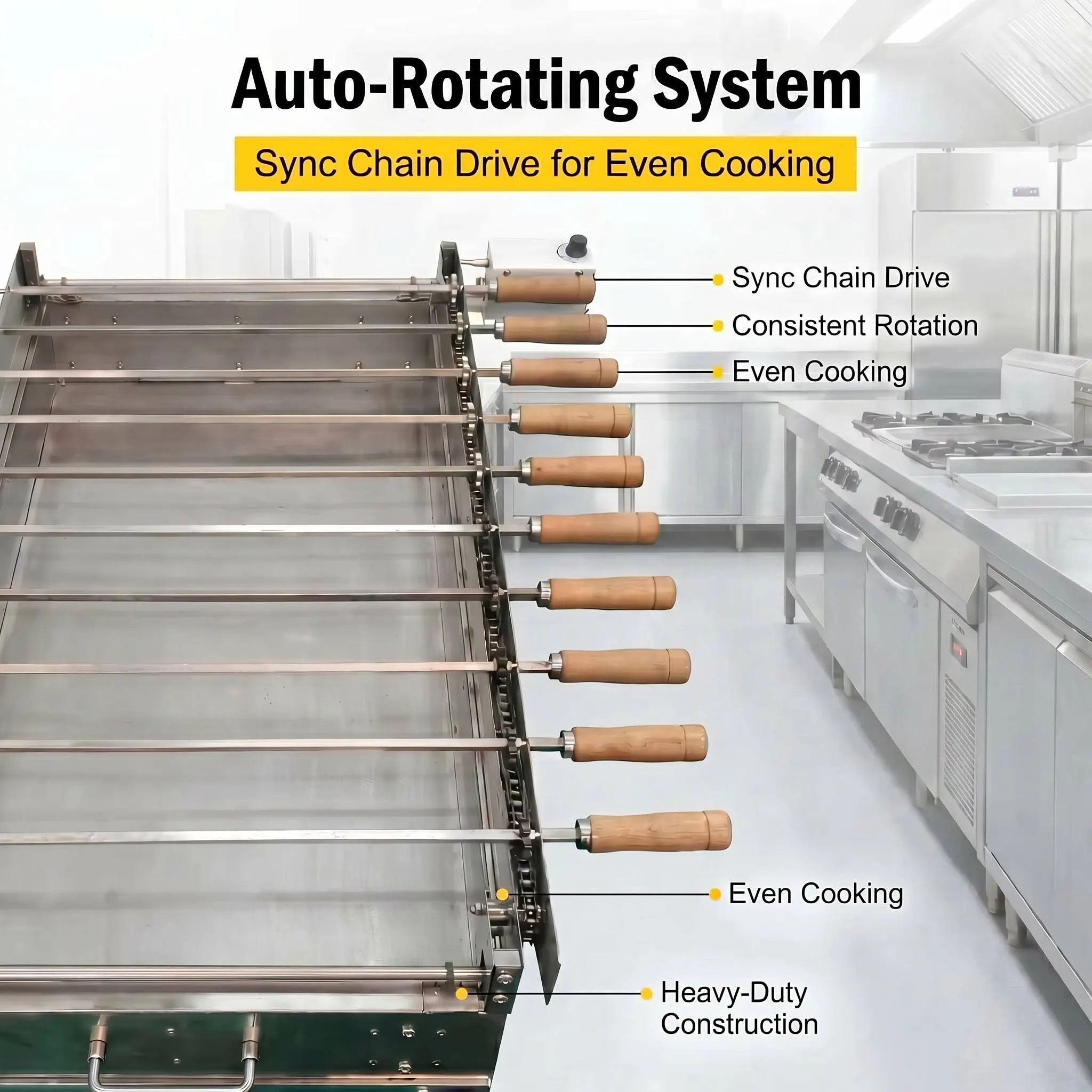 Wholesale Stainless Steel Cyprus Rotisserie Grill with Storage Cabinet & Speed Control