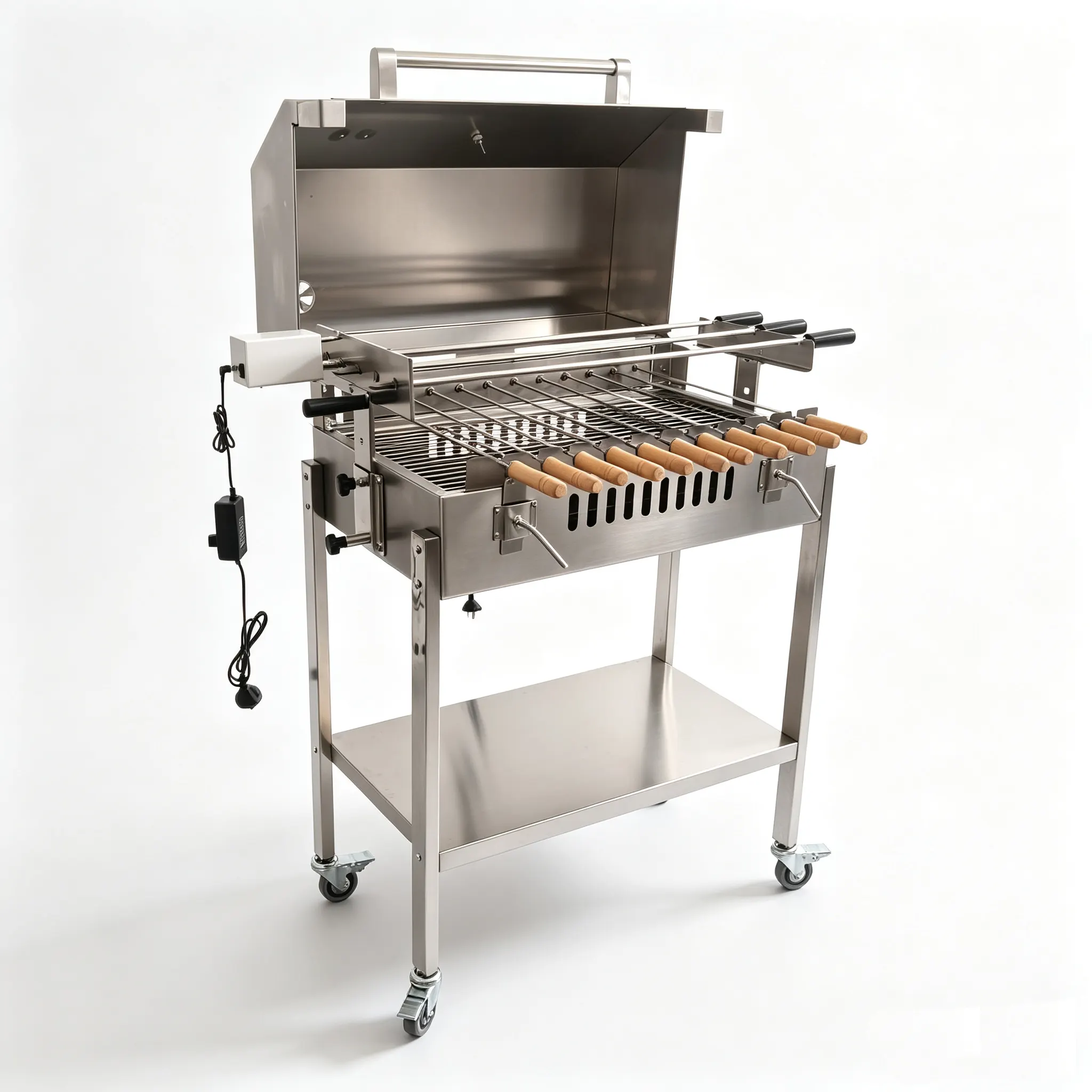 Portable kebab charcoal grills rotating bbq skewer cyprus grill rotisserie with lid