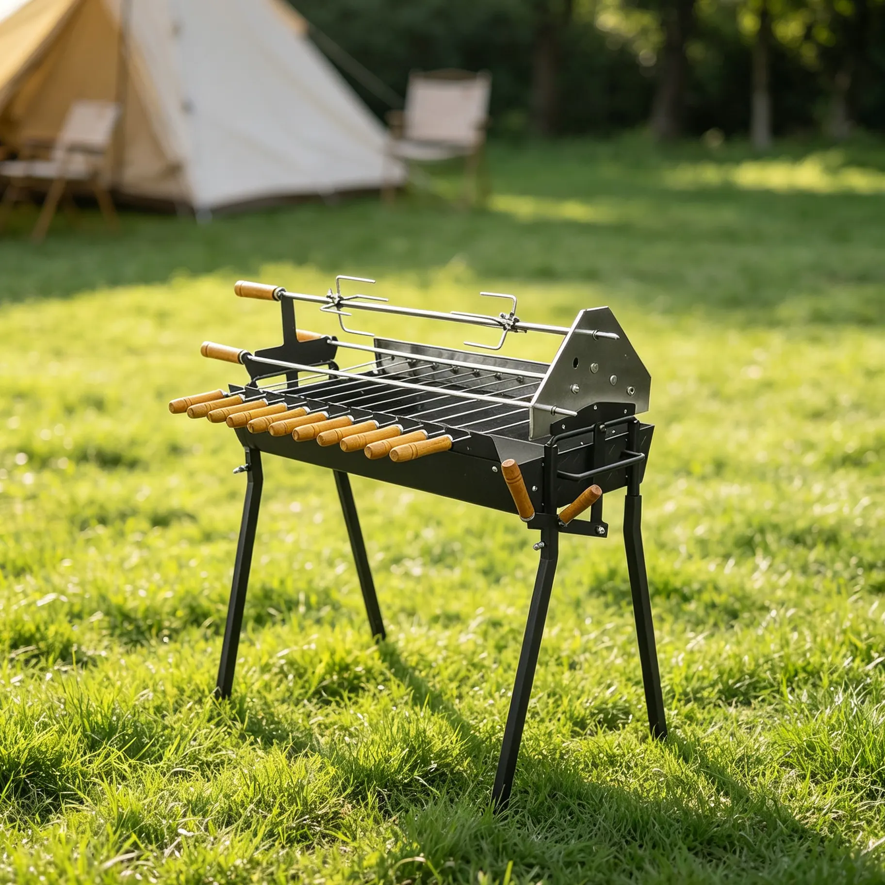 Stainless steel lifting roasted chicken beef Cyprus barbecue grill