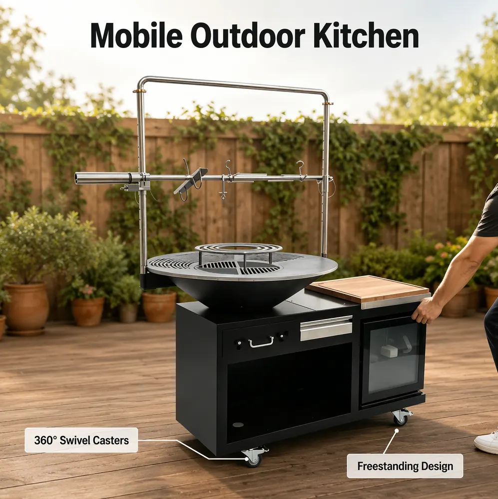 The All-in-One Outdoor Culinary Island: Professional Wood-Fired Kitchen for Premium Courtyards & Terrace Dining