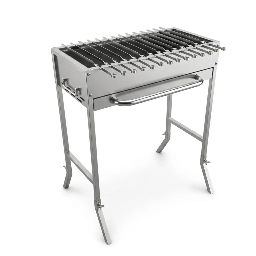 Professional 14-Skewer Portable Stainless Steel Charcoal Grill: High-Capacity Cooking for Outdoor Enthusiasts