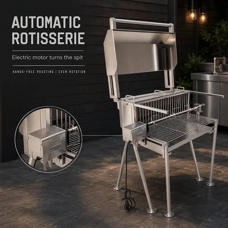 Stainless Steel Windshield Automatic Rotisserie Grill: A Flexible Whole-Meat Roasting Solution for B2B Buyers