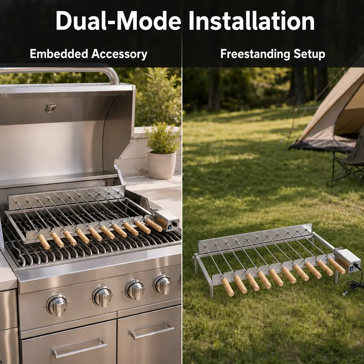 Automated Precision: 10-Skewer Motorized Rotating Grill for Professional Results