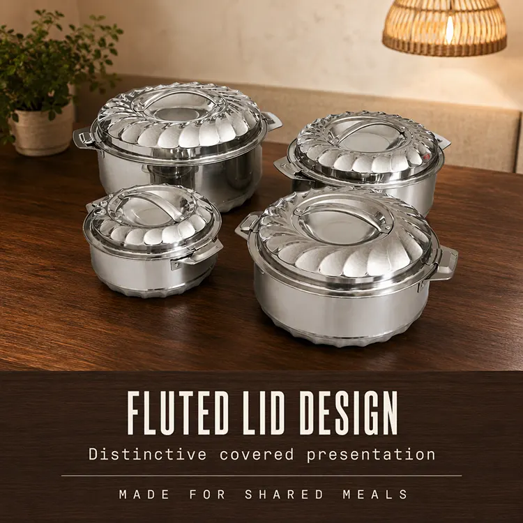 4-Piece Stainless Steel Insulated Hot Pot & Casserole Set，Caserola termica din inox
